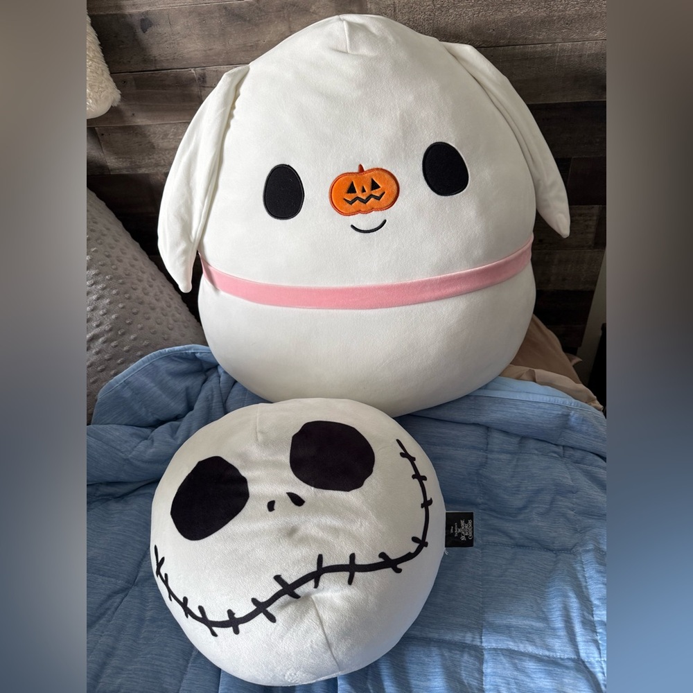 Jumbo 24” NBC Zero Squishmallow with bonus squishy Jack Skellington pillow